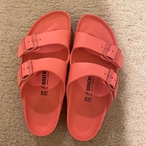 Size 8 pink rubber Birkenstocks